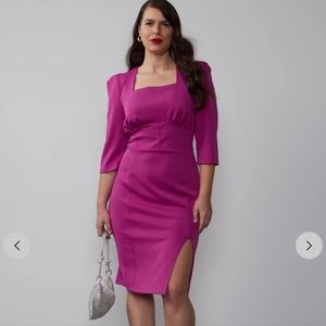 NY&C 2X Plus Corset Waist Side Slit Dress color VIOLET GEM SCS